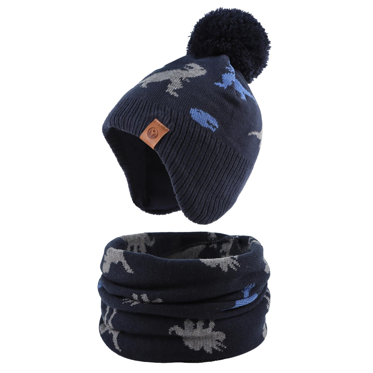 JANGANNSA Knitted Baby Hat Scarf Winter Warm Boy Girl Beanie Fleece Lining