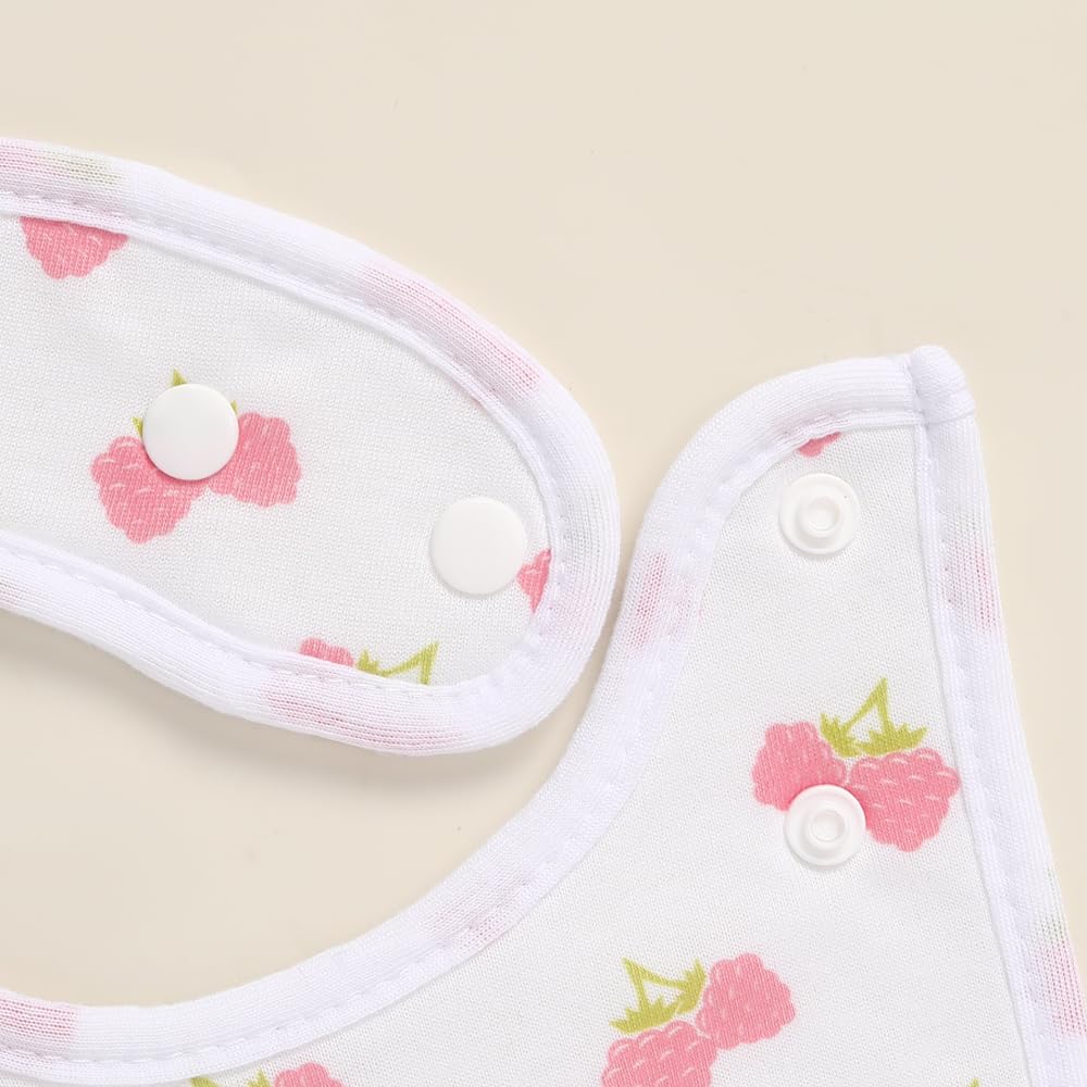 lazyrhino 8 Pack Baby Bibs Unisex Adjustable with Snaps Ultra Soft Absorbent Drooling Teething for Boys and Girls (pink-qt-8pcs)