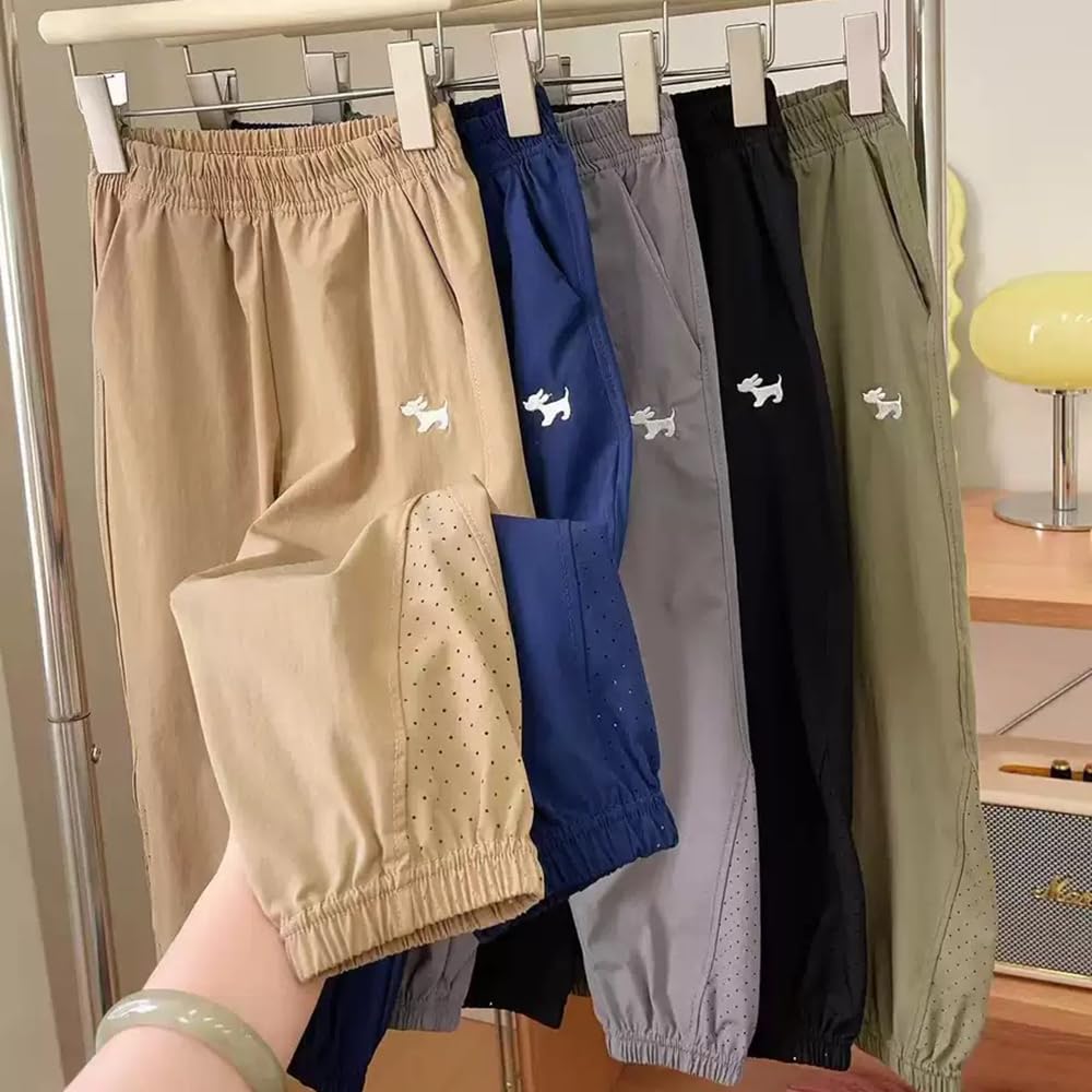 kolally Boys Khaki Pants Lightweight Athletic Hiking Gym School Pants with Pockets Quick Dry Sweatpants 3-12Y Stocking Stuffers