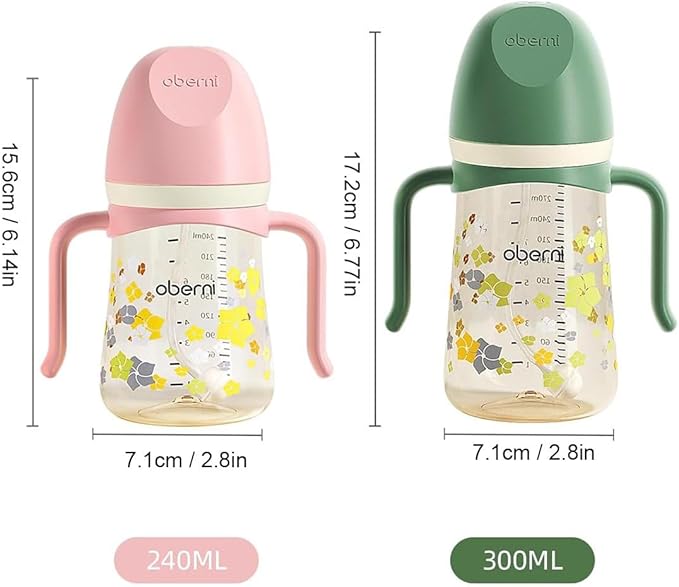 Baby Sippy Cup 240ml/8oz, Toddler Water Drinking Bottle with Non-Spill Valved Spout for 6+ Months, Green/3Pack
