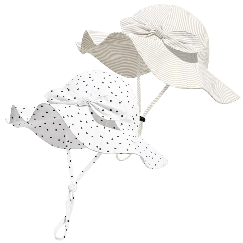 Baby Girl Sun Hat with UPF 50+ Outdoor Adjustable Beach Hat with Wide Brim Bucket Hats (2-3岁)
