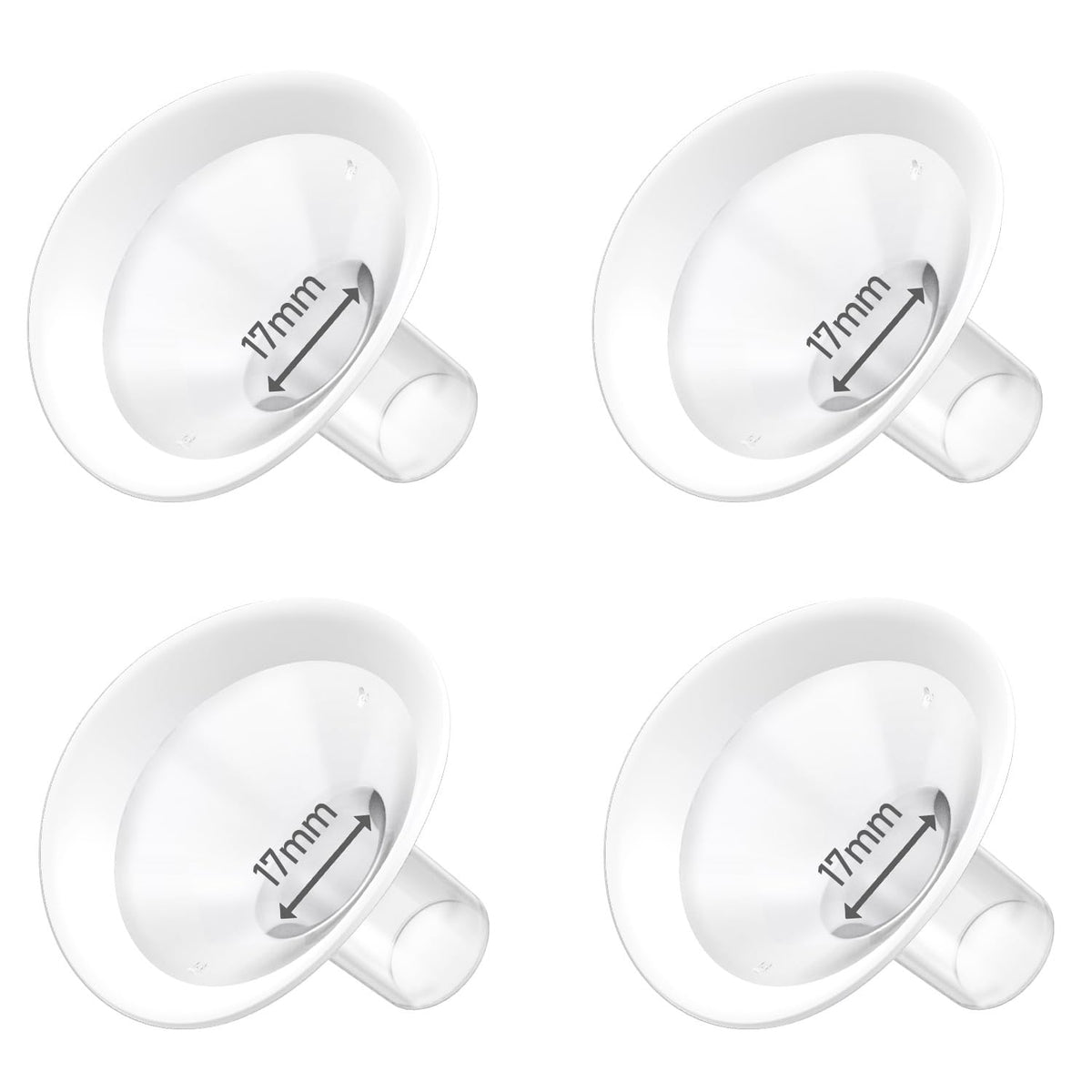 4pc 17mm Oval Flanges Shields Built-in Soft Edges Compatible with Medela/Lansionh Pumps, Replacement Parts for Pump in Style, Symphony, Swing Maxi, Harmony and Personalfit Flex Connector
