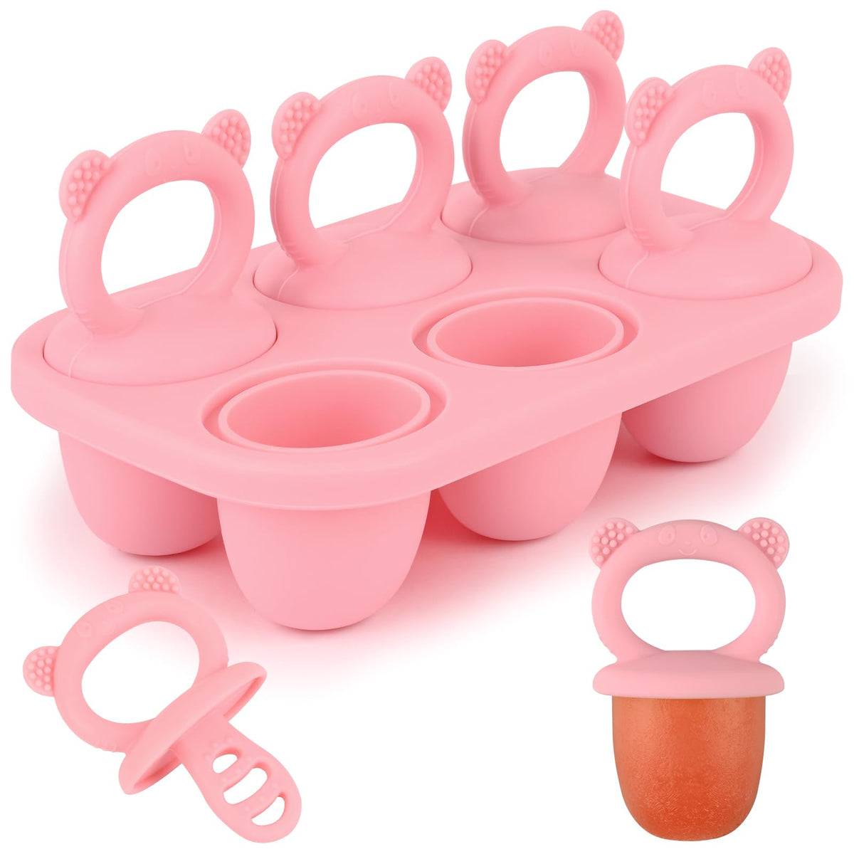 Sakolla Baby Popsicle Molds Mini 6-Cavity Silicone Ice Pop Mold with Sticks Breastmilk Popsicle Molds for Teething Relief Toddler Popsicle Mold for Ice Cream Frozen Yogurt and Fruit Juice (Red)