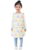 Plie Kids Painting Apron – Waterproof Art Smock for Toddlers & Preschoolers, Messy Play, Baking, Crafts, Cooking, Sensory Activities, Mealtime (Ages 1–10), Lime Triangle (19-L)