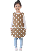 Plie Kids Painting Apron – Waterproof Art Smock for Toddlers & Preschoolers, Messy Play, Baking, Crafts, Cooking, Sensory Activities, Mealtime (Ages 1–10), Brown Dot (42-XL)