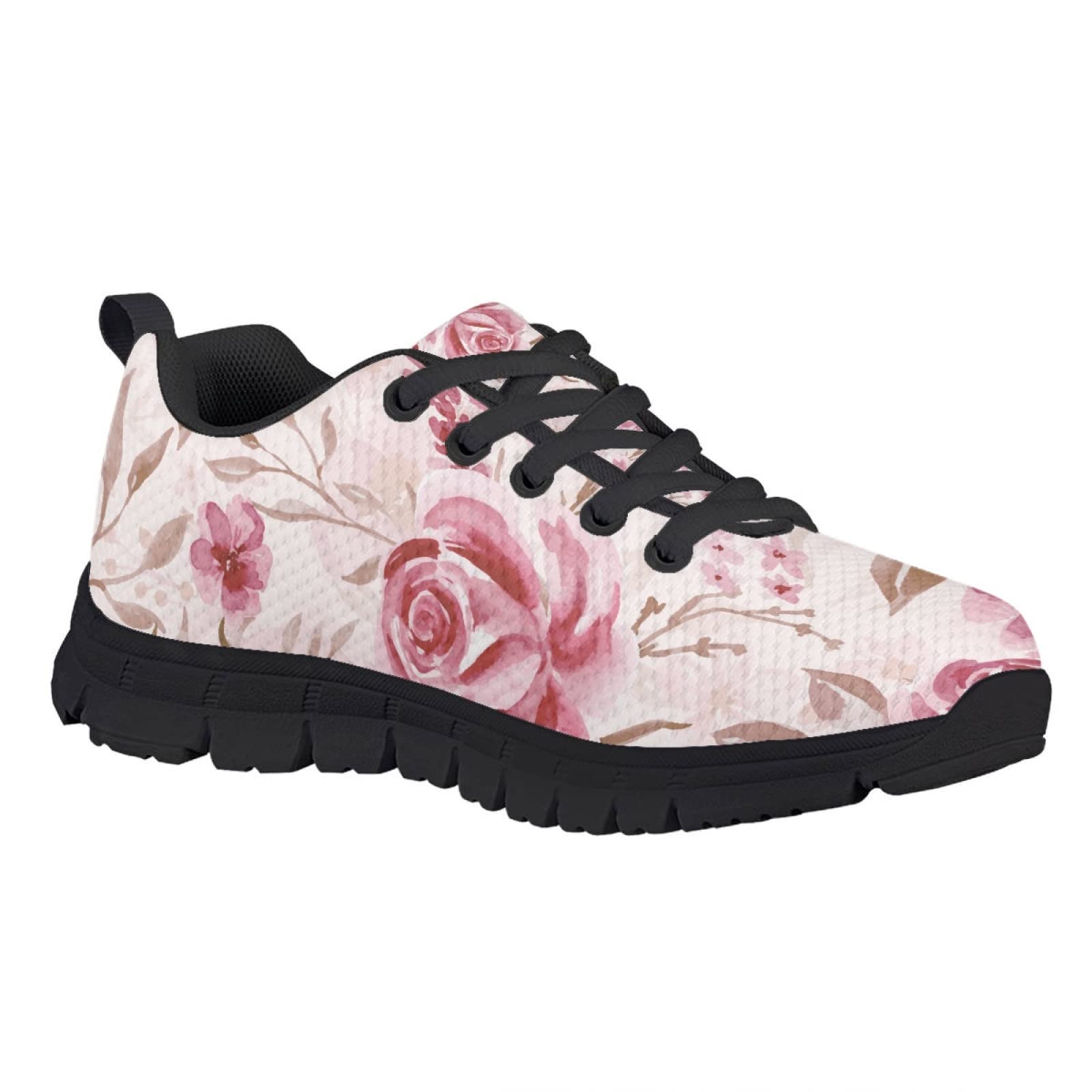 MARSVOVO Pre Walking Shoes for Boy Girl Lightweight Breathable Athletic Slip On Sneakers Casual Comfortable Resistant Sport Play Girl Running Shoes Beautiful Pink Flower Printed Size 1 US