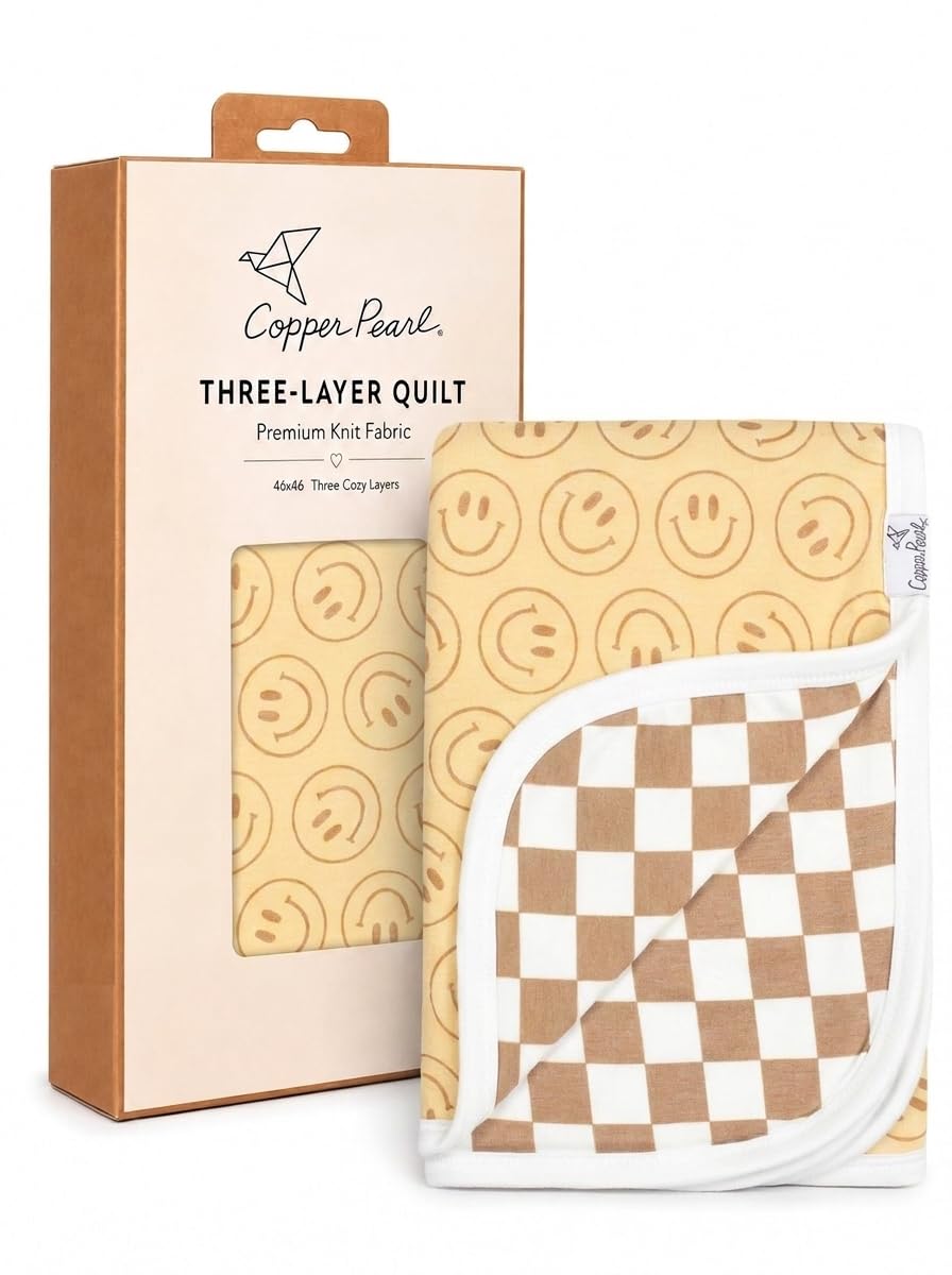 Vance Copper Pearl Three-Layer Baby Blanket: Soft Quilts for Boys & Girls | Breathable, Cozy Toddler Blanket | Premium Polyester/Rayon | 46x46