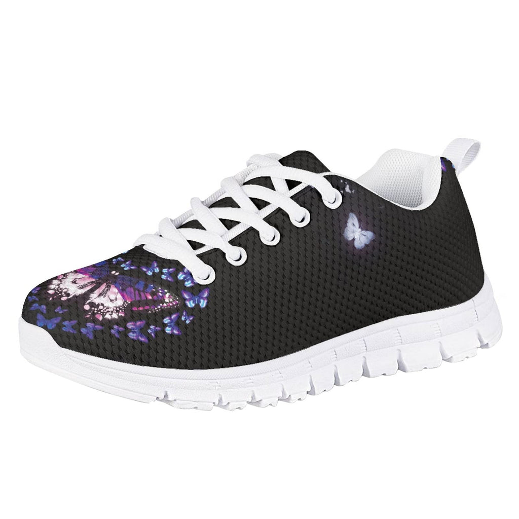 MARSVOVO First Shoes for Walking Boy Girl Comfortable Lightweight Breathable Athletic Girl Running Shoes Resistant Casual Sport Toddler Girl Slip On Sneakers Butterfly Black Printed Size 2 US