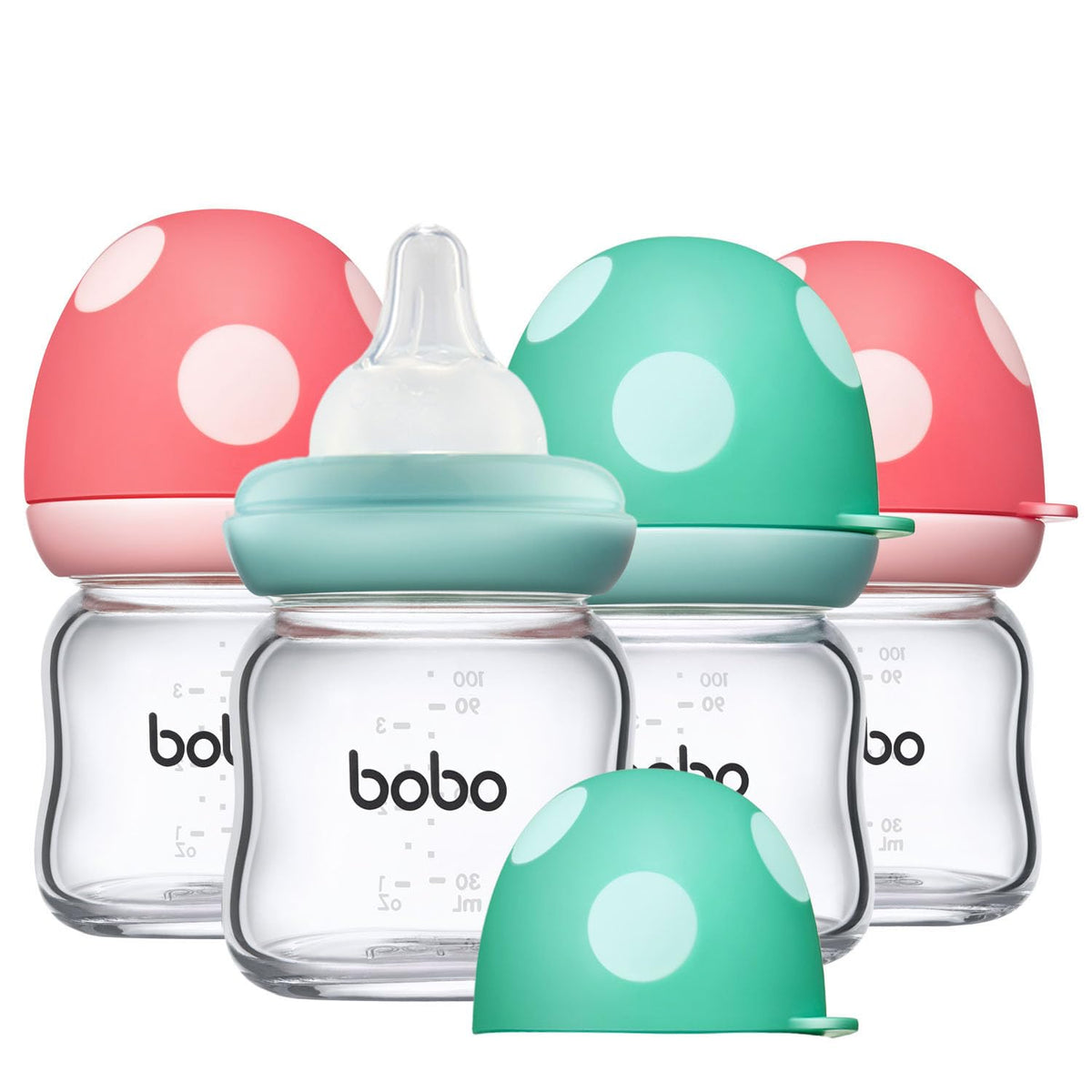 YOHKOH Natural Glass Baby Bottles, 8.8oz Red-A 4‑Pack