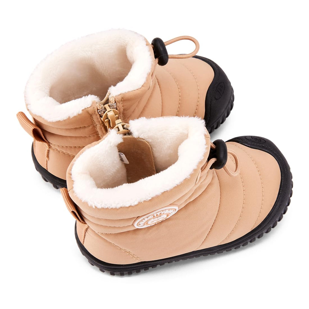 BMCiTYBM Baby Snow Boots Boys Girls Winter Infant Shoes Non Slip 6 9 12 18 24 Months Faux Fur Camel Size 6-12 Months Infant