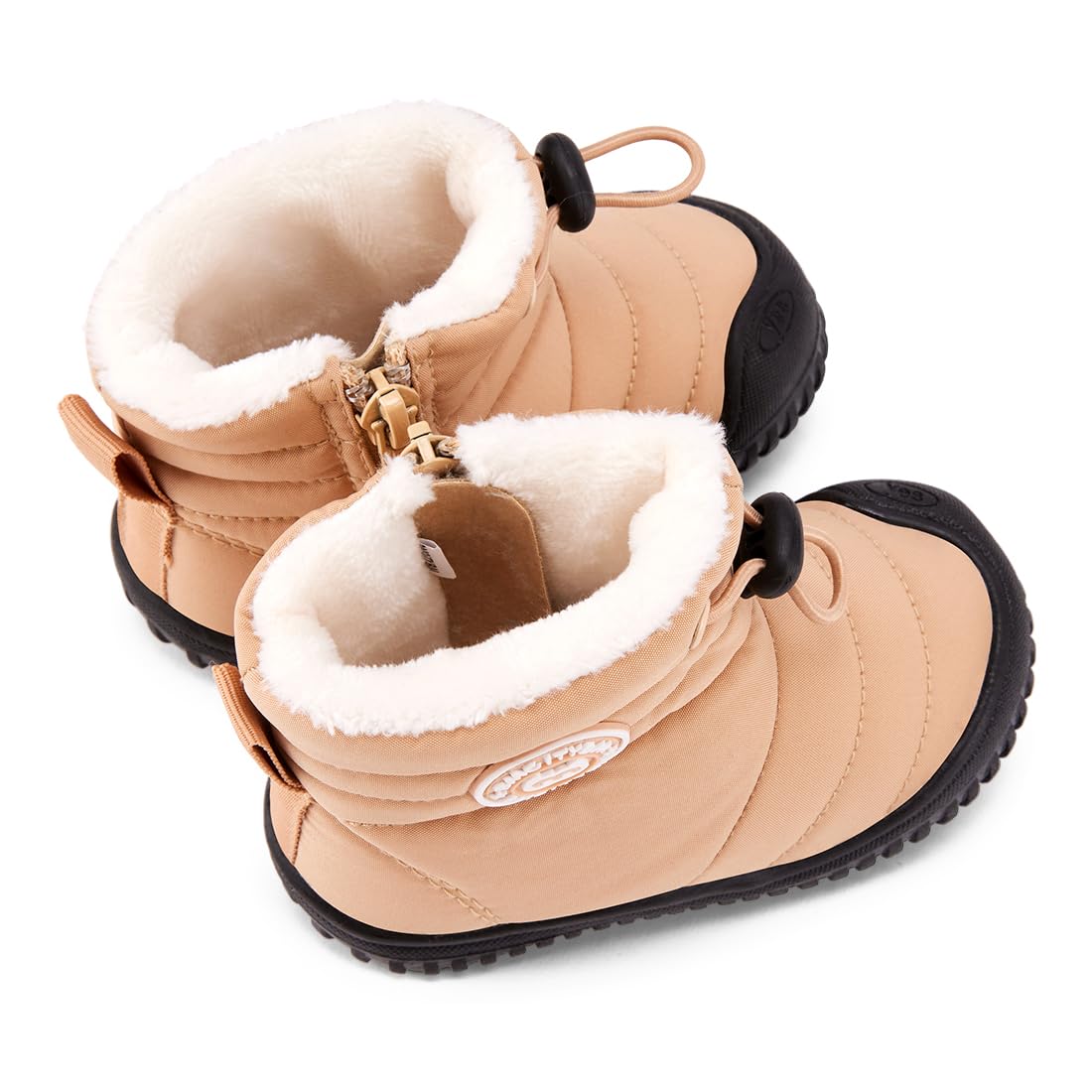 BMCiTYBM Baby Snow Boots Boys Girls Winter Infant Shoes Non Slip 6 9 12 18 24 Months Faux Fur Camel Size 6-12 Months Infant