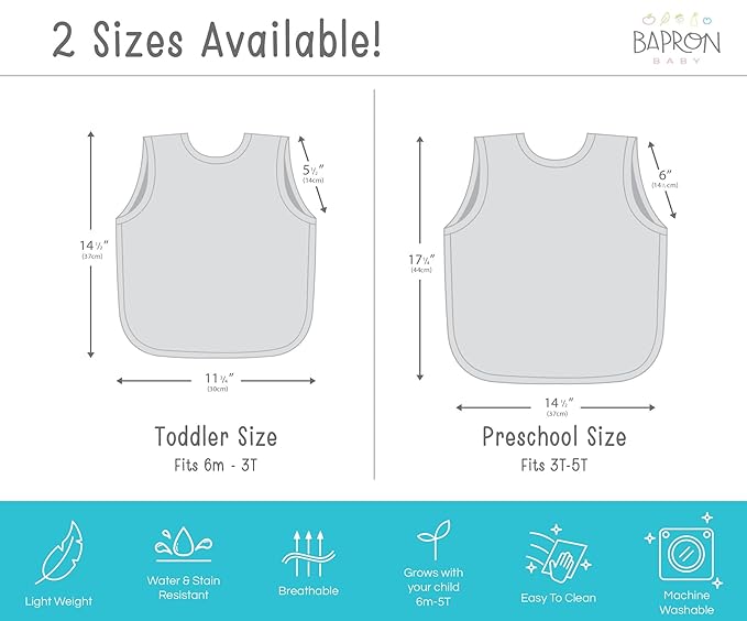 BapronBaby Pink Flutter Checkerboard Bapron - No Neck Tie Safer Bib for Baby & Toddler - Soft Waterproof Stain Resistant - Machine Washable - Sz Preschool 3-5yrs