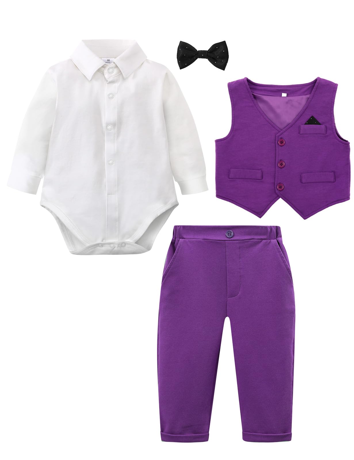 Baby Boy Purple Outfit Infant Easter Dress Mardi Gras Suits 9-12 Months