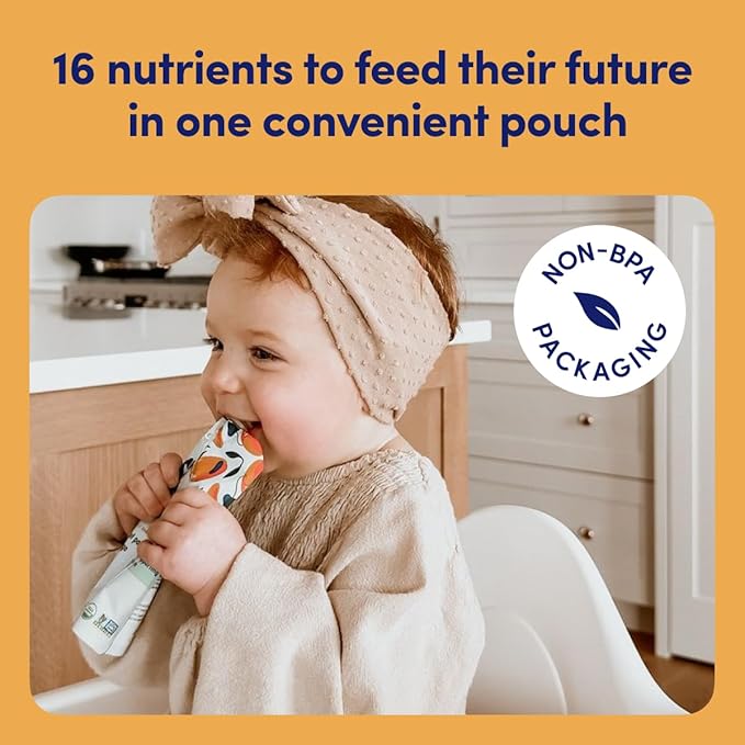 Cerebelly Organic Baby Food Pouches, Carrot Chickpea Purees, 16 Nutrients, No Added Sugar, Fiber & Non-GMO, 4oz, 6 Pack