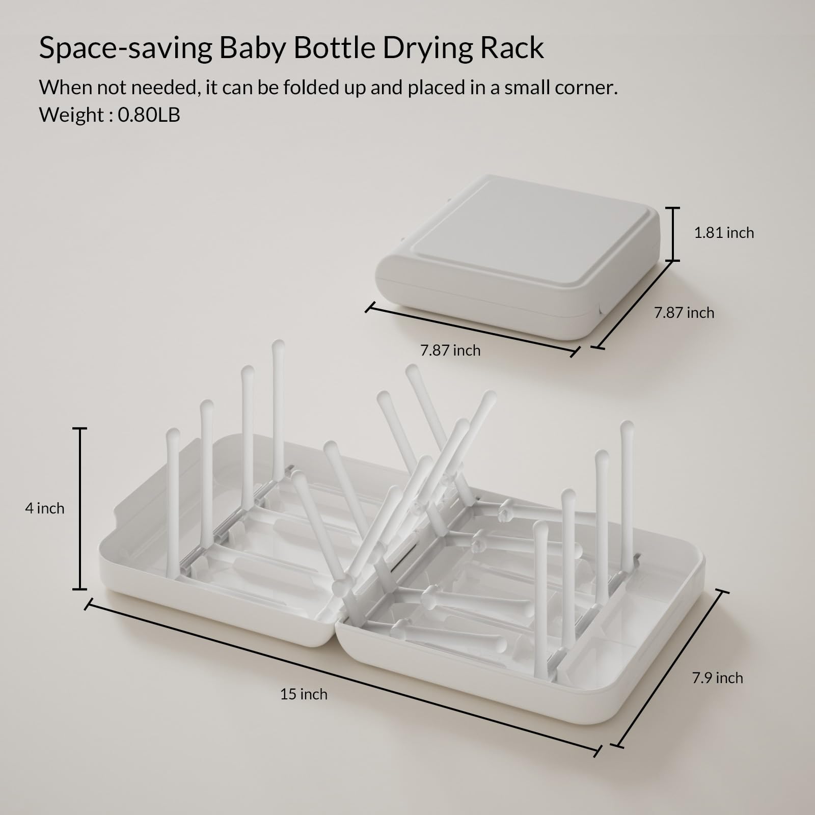 WHNL Travel Bottle Drying Rack Space Saving,Foldable Bottle Drying Rack with 16 Ribs,Portable Baby Bottle Drying Rack for Bottles,Breast Pumps and Other Feeding Accessories,Widely Used Daily Basis