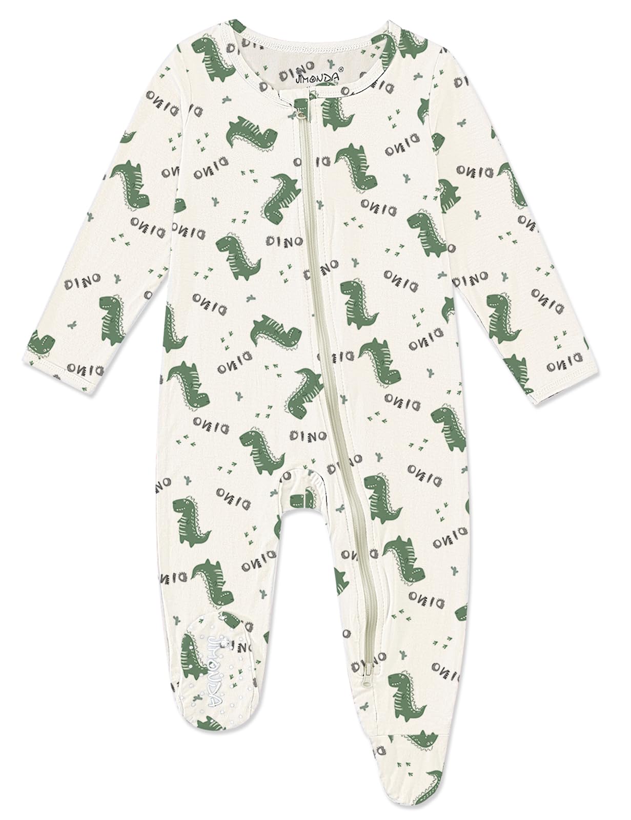 Jimonda Baby Girls Boys Bamboo Rayon Pajamas,Footed Pjs(Dinosaurs,12-18 M)