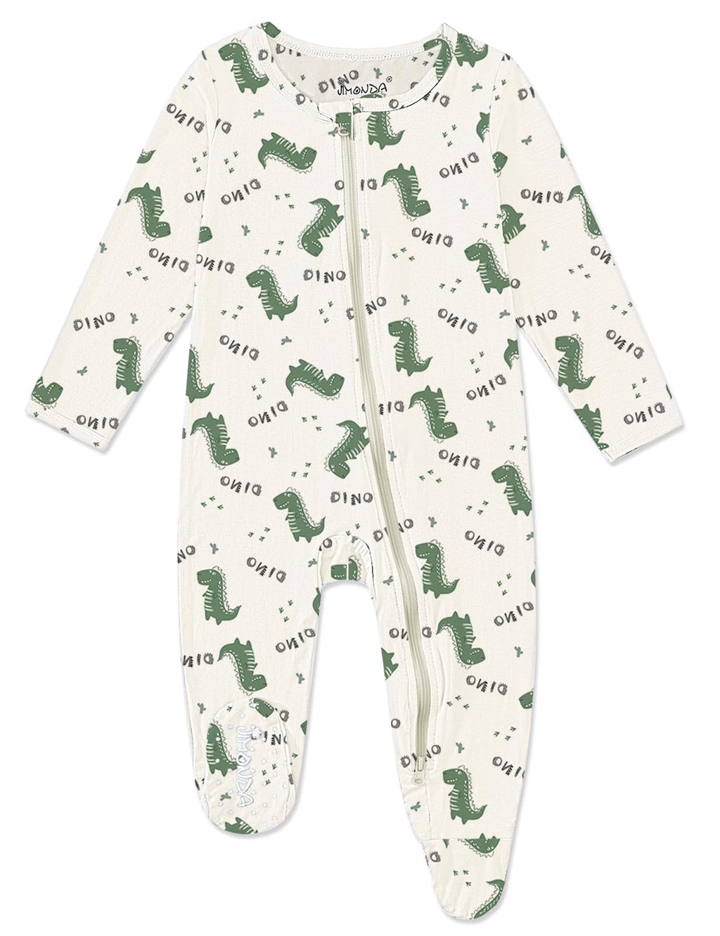 Jimonda Baby Girls Boys Bamboo Rayon Pajamas,Footed Pjs(Dinosaurs,3-6 M)