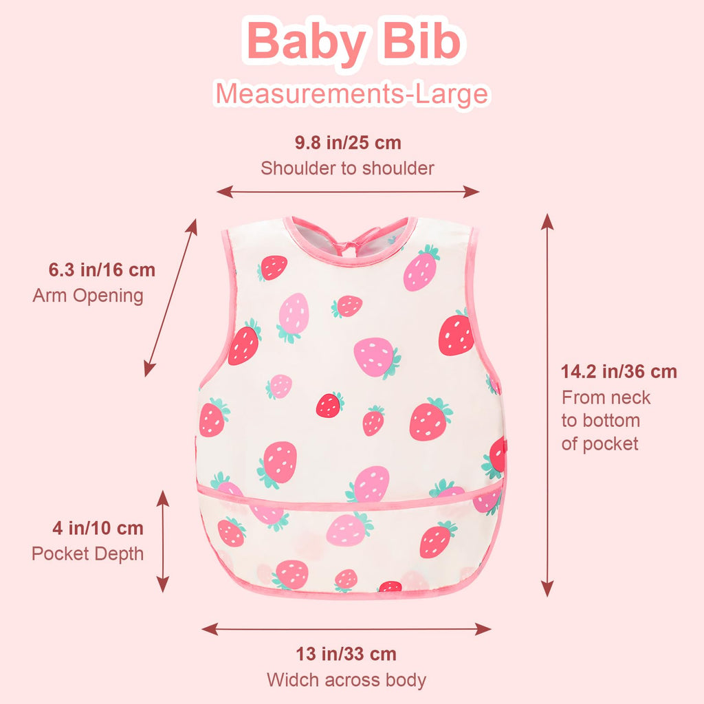 Accmor 3 Pack Waterproof Baby Bibs for Eating, Mess Proof Toddler Feeding Bibs for Girls Boys