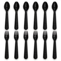 Muulaii 12 Pcs Kids Forks and Spoons, Plastic Kids Utensils Set, Black