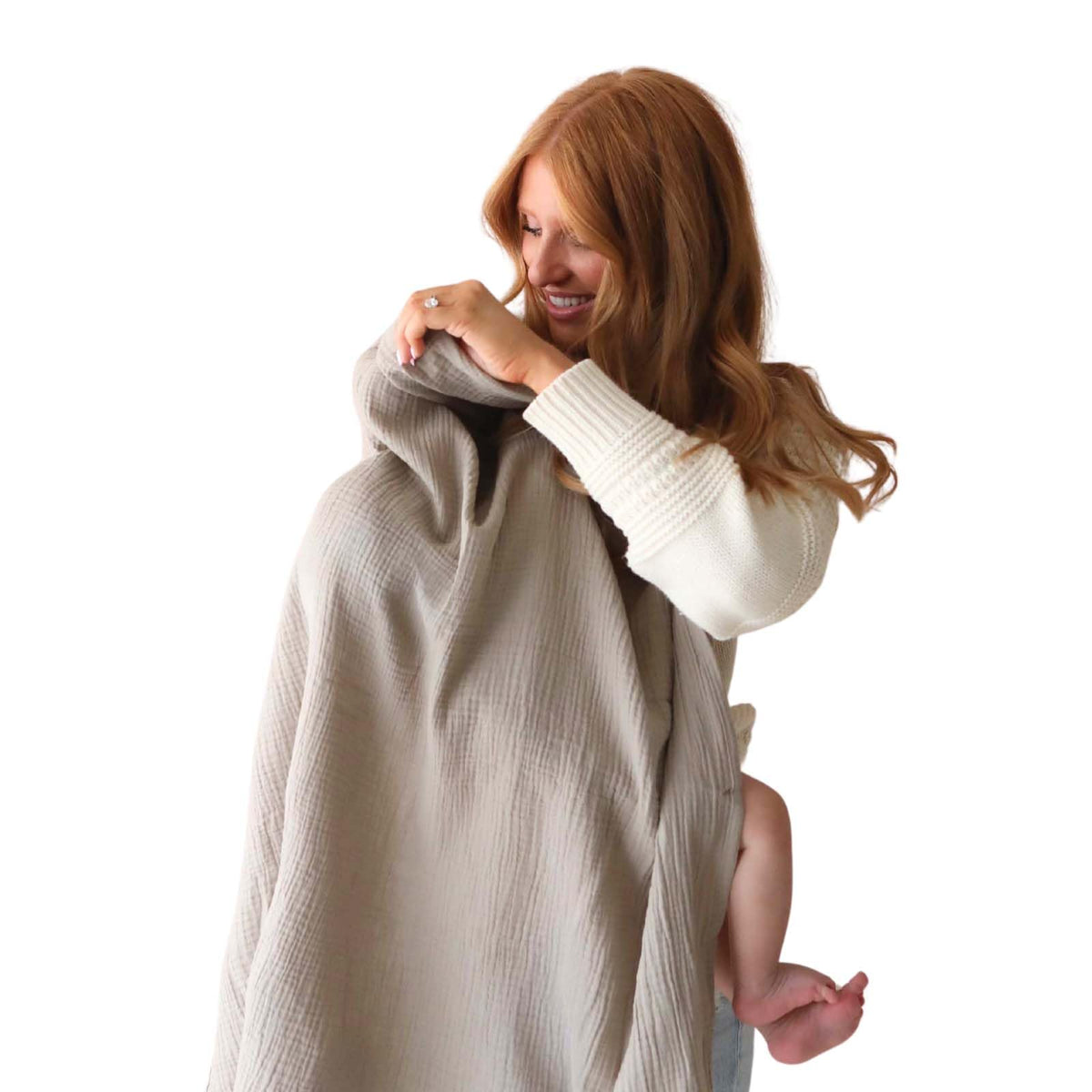 snuggle me Organic Muslin Nursing Cover Up For Baby Breastfeeding - Slate