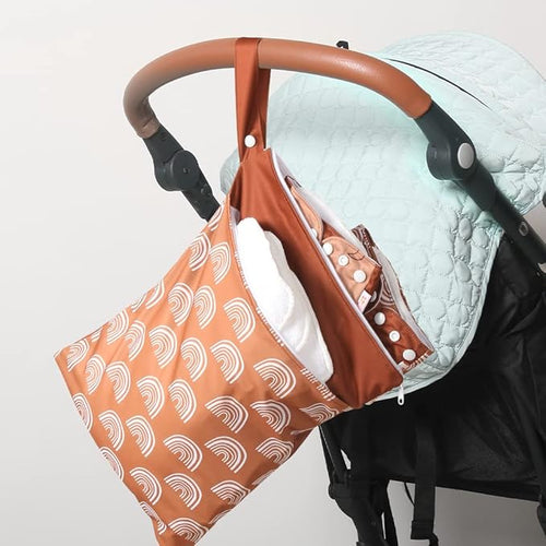 2 Pack Wet Dry Bags for Baby Diapers&Breast Pump Part, Waterproof Reusable Wet Bag with Two Zipper Pockets, Beach Pool Gym Bag Stroller Yoga Toiletries Daycare Organizer, 11.8 inch x 15.7(Multicolor)