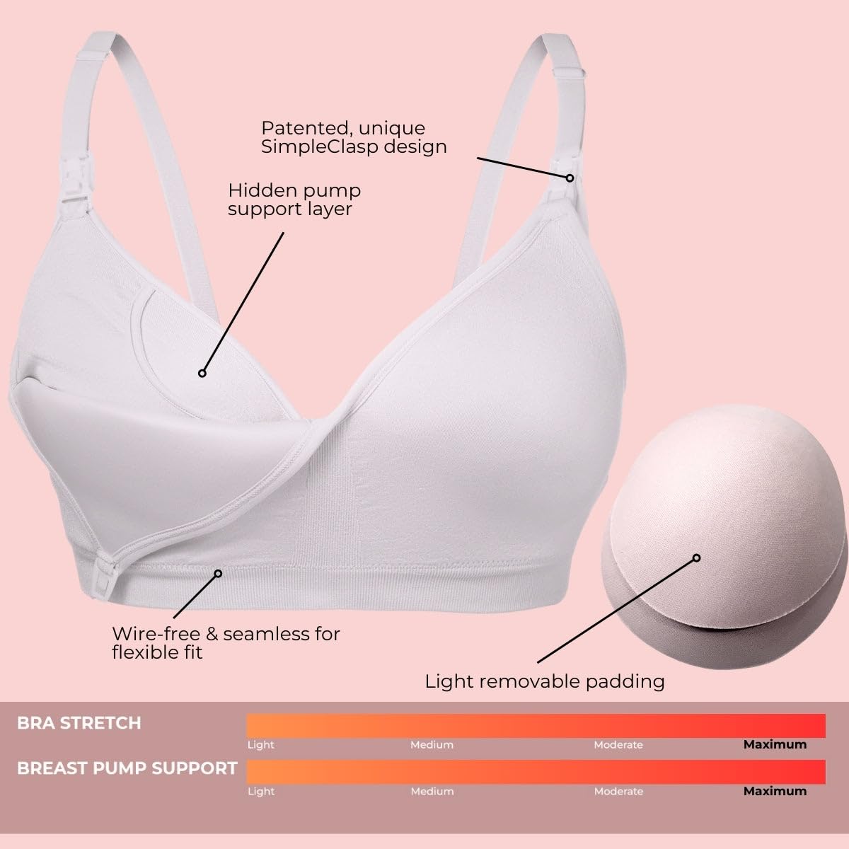 Simple Wishes Pumping Bra Hands Free, Nursing Bra for Breastfeeding