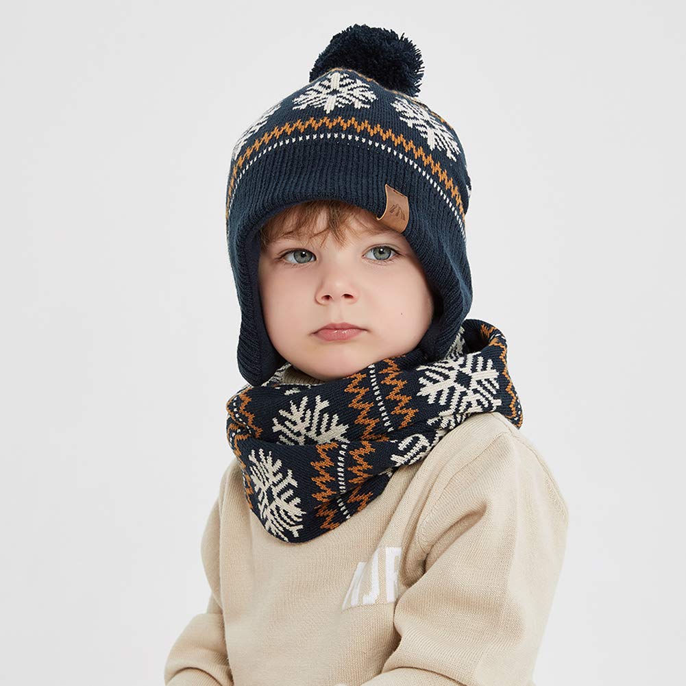LMLALML Toddler Winter Hat - Kids Knit Warm Fleece Lined Beanie with Pom