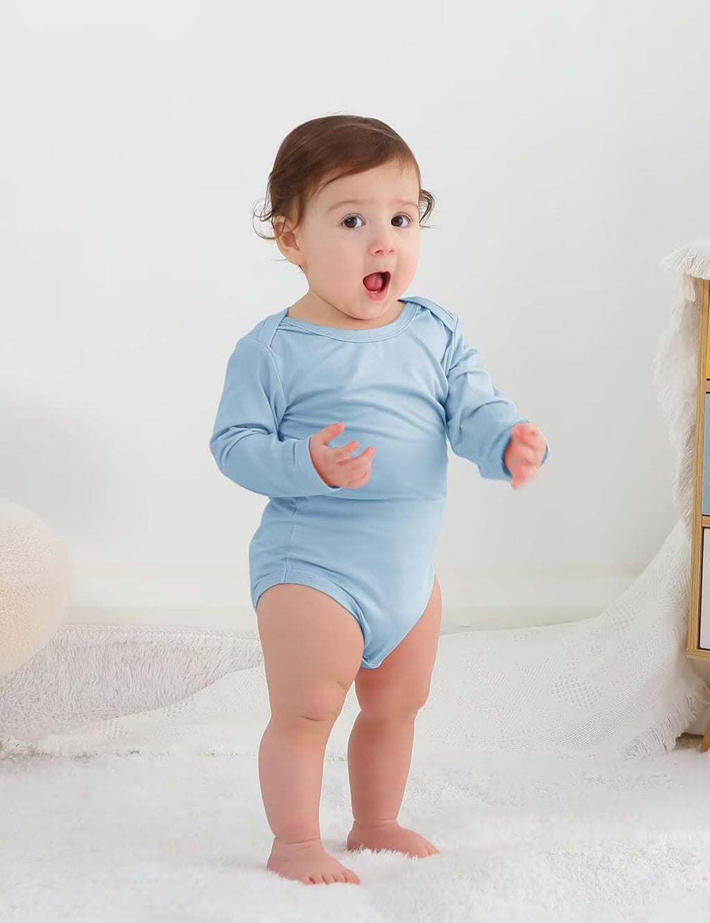 Jimonda Baby Rompers | Soft Summer Long-Sleeve Bodysuit for Newborns 0-24M | Breathable Infant Onesie with Snap Buttonsslate&sage