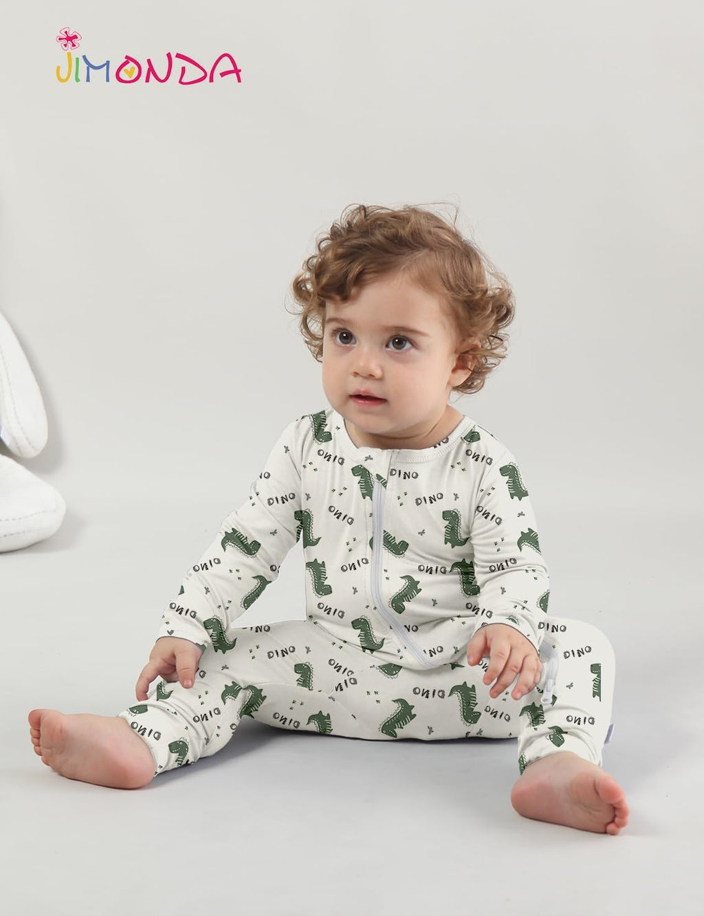 Jimonda Baby Girl Boys Bamboo Rayon Pajamas,Footless Pjs(Dinos&Blue,18-24 M)