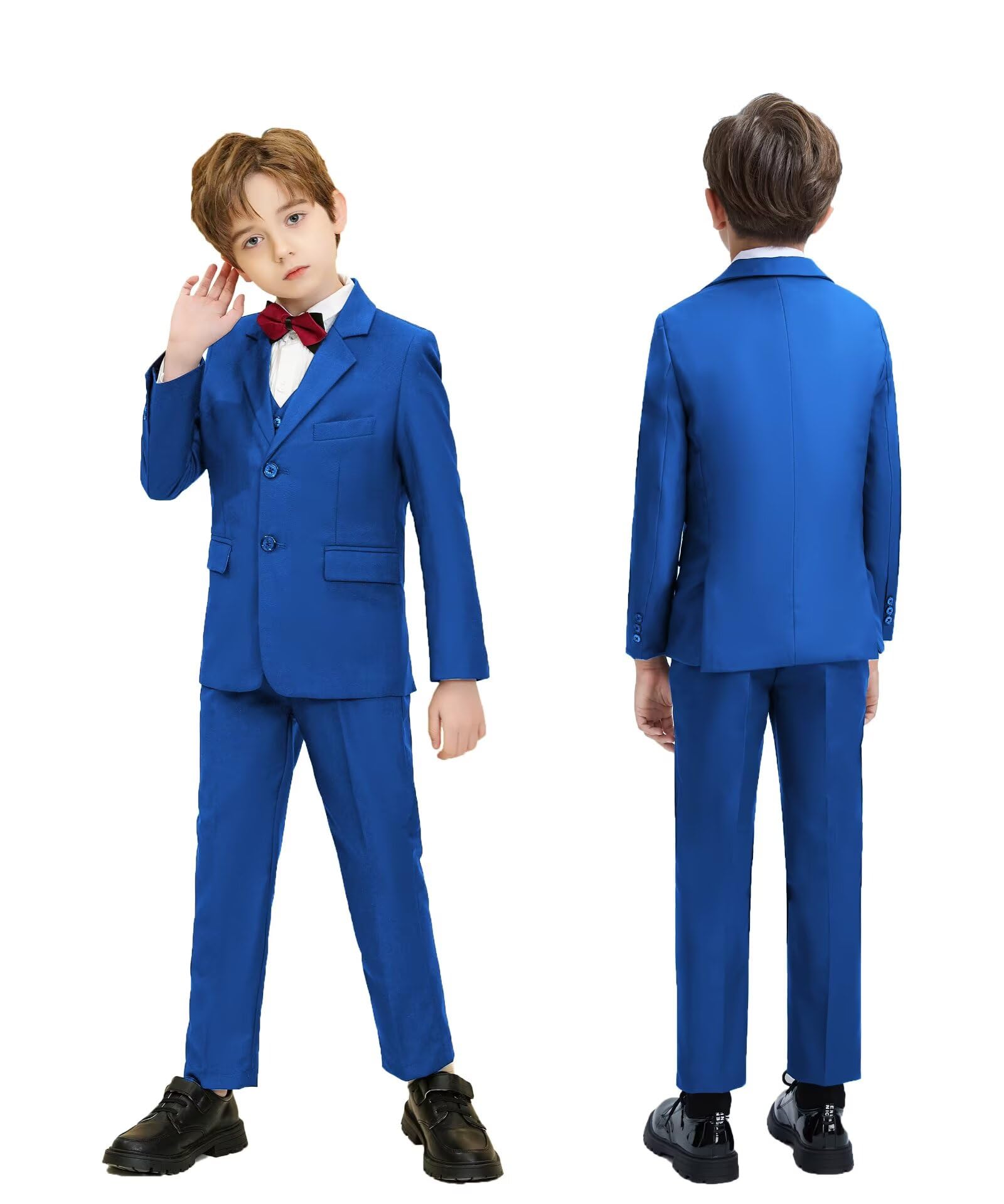 Boy's 6 Piece Suit Classic Fit Suit Set Tuxedo Boy Outfit Royal Blue 16