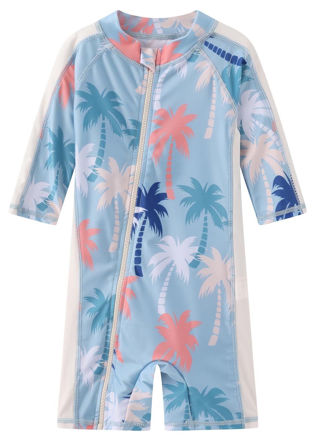 Toddler Baby Boys Swimsuit Rashguard One Piece Zipper Bathing Suit with Sun Hat Infant Swimwear Sunsuit UPF 50+（Tropic Affair，6-9 Months）