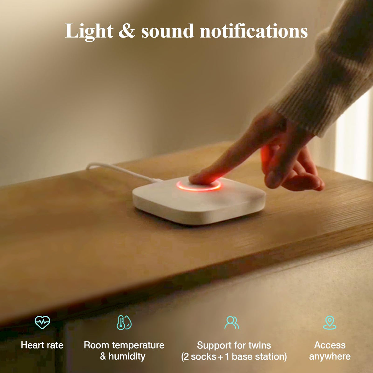 Sense-U Smart Sock Shoe Baby Monitor (Long Range) - Track Baby’s Heart Rate, Movement and Sleep from Anywhere