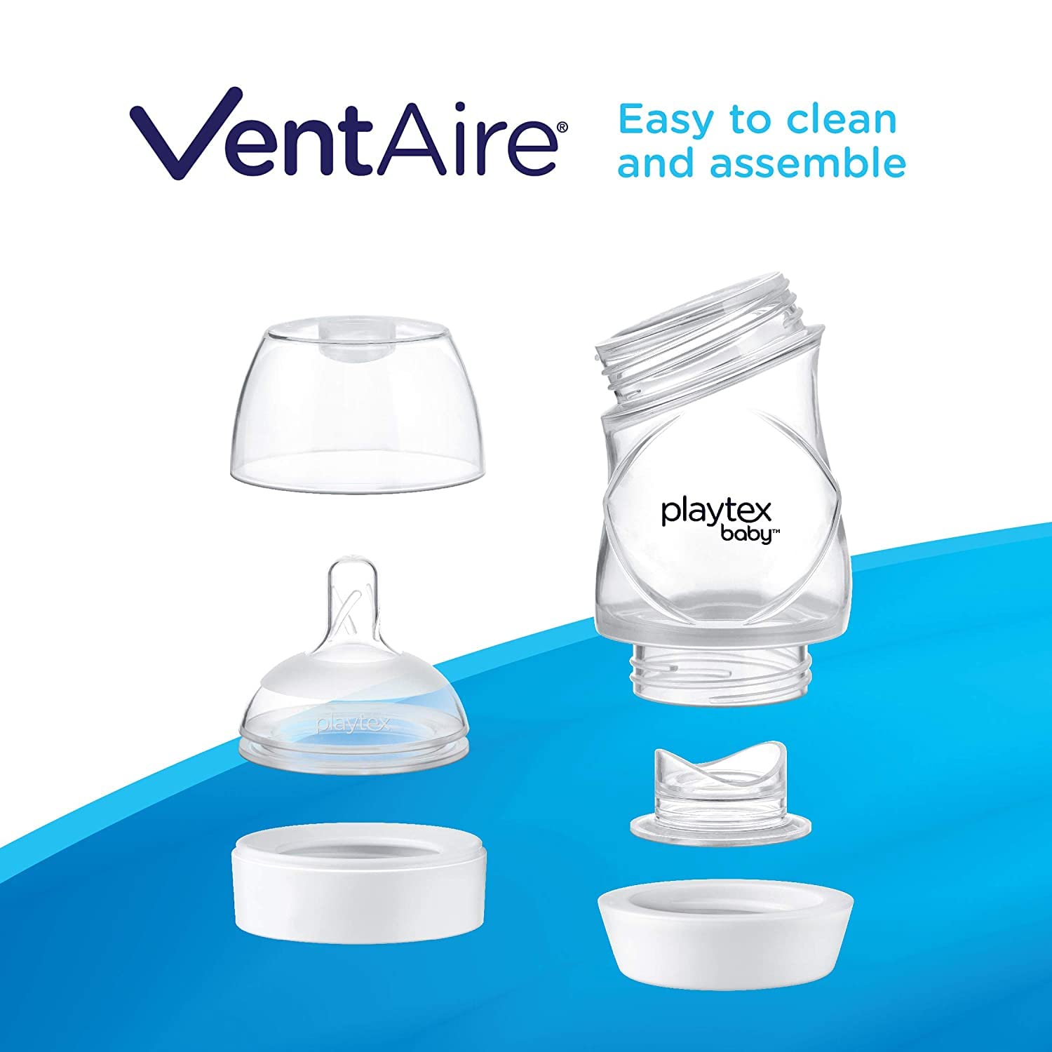 Playtex Baby VentAire Complete Tummy Comfort Baby Bottle, 9 Oz (3 Count), Anti-Colic & Anti-Reflux Bottles for Newborn and Breastfeeding Babies, Feeding Essentials