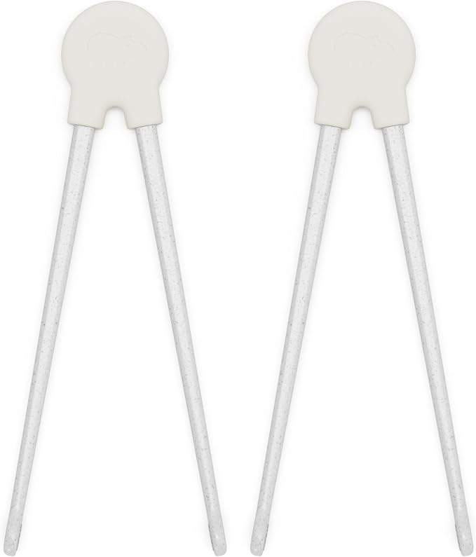 Lalo Chopsticks For Kids - Set of 2 Training Chopsticks Made of Silicone and Eco-Friendly Wheat Straw PP - Ages: 2 Years And Up - Easy to Clean & Dishwasher Safe - Oatmeal