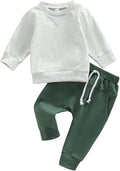 Toddler Baby Boy Clothes Solid Color Long Sleeve Crewneck Sweatshirt Top Casual Pants Set 2Pcs Fall Winter Outfits