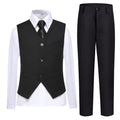 Lycody Boys Suit Vest Set Formal Dress Suits Wedding Outfit, Black, 3T
