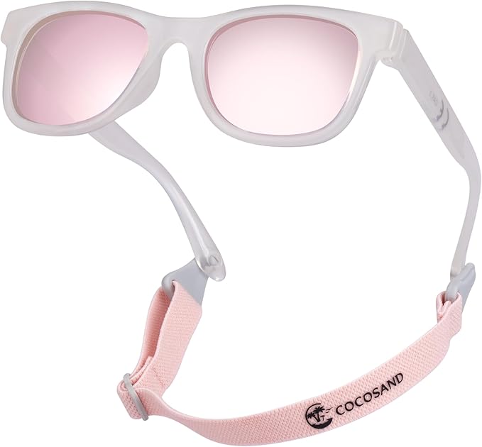 COCOSAND Flexible Baby Sunglasses with Strap Polarized UV Protection for Toddler Infant Newborn Boy Girl Age 0-24 Months
