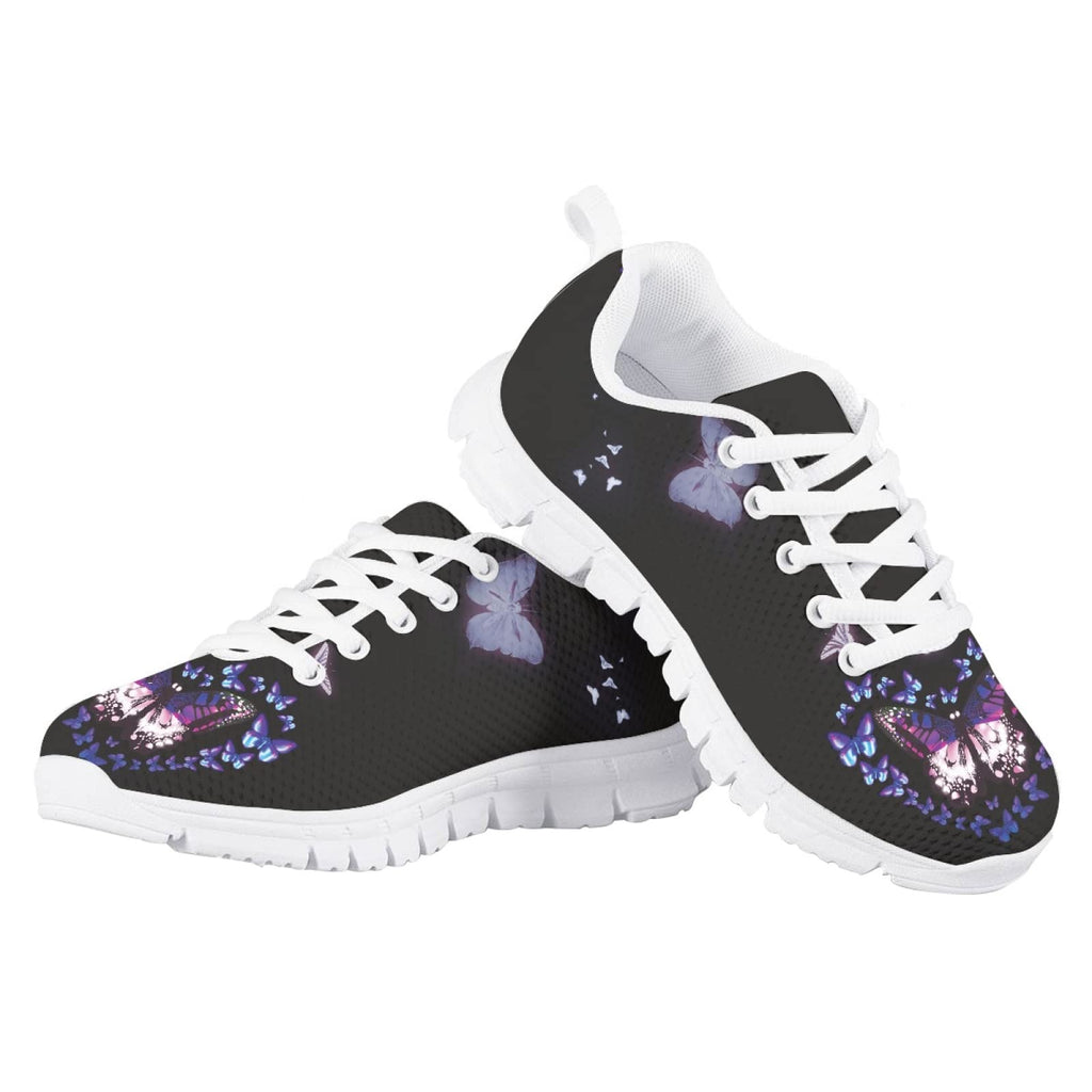 MARSVOVO First Shoes for Walking Boy Girl Comfortable Lightweight Breathable Athletic Girl Running Shoes Resistant Casual Sport Toddler Girl Slip On Sneakers Butterfly Black Printed Size 2 US