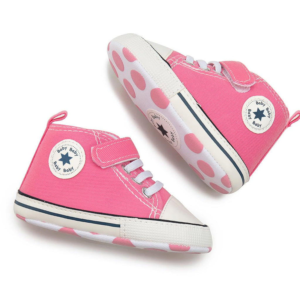 Meckior Save Beautiful Baby Girls Boys Canvas Sneakers Soft Sole High-Top Ankle Infant First Walkers Crib Shoes