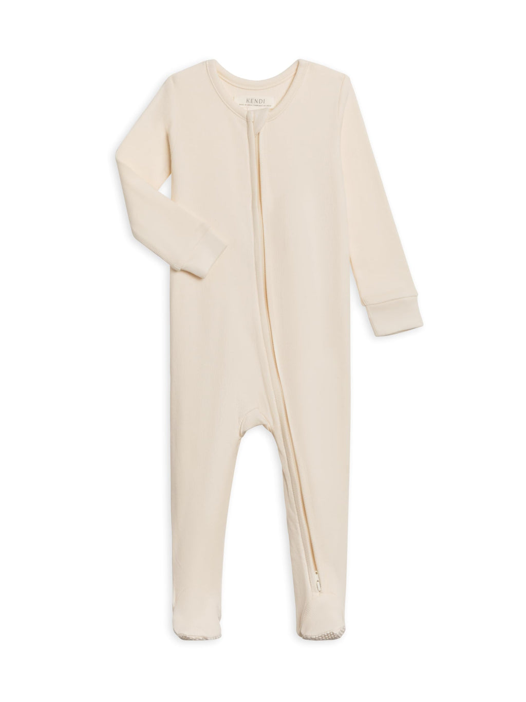 Colored Organics KENDI Zip Sleeper - Ivory Ribbed 12-18M