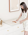 YACODAVO Wipeable Baby Changing Pad for Dresser and Table, Cozy Diaper Changing Pad with Waterproof & Wipe-Clean Leather Cover, Standard Size (31.5" L x 15.8" W), Off-White