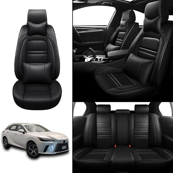 Car Seat Covers for Lexus Car rx350 2007-2024 | 5-Seats Seat Covers, Waterproof Seat Protectors, Automotive Seat Covers (Full Set with Pillow,Black)