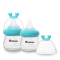 Beilastarx Glass Baby Bottles with Natural Response Nipple Size SS - Anti Colic Baby Bottles Wide Neck Slow Flow Baby Bottle (Blue, 4oz (Pack of 2))