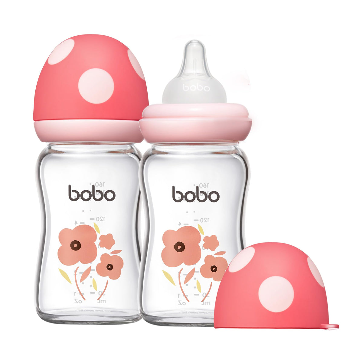YOHKOH Natural Glass Baby Bottles, 8.8oz Red-A 4‑Pack
