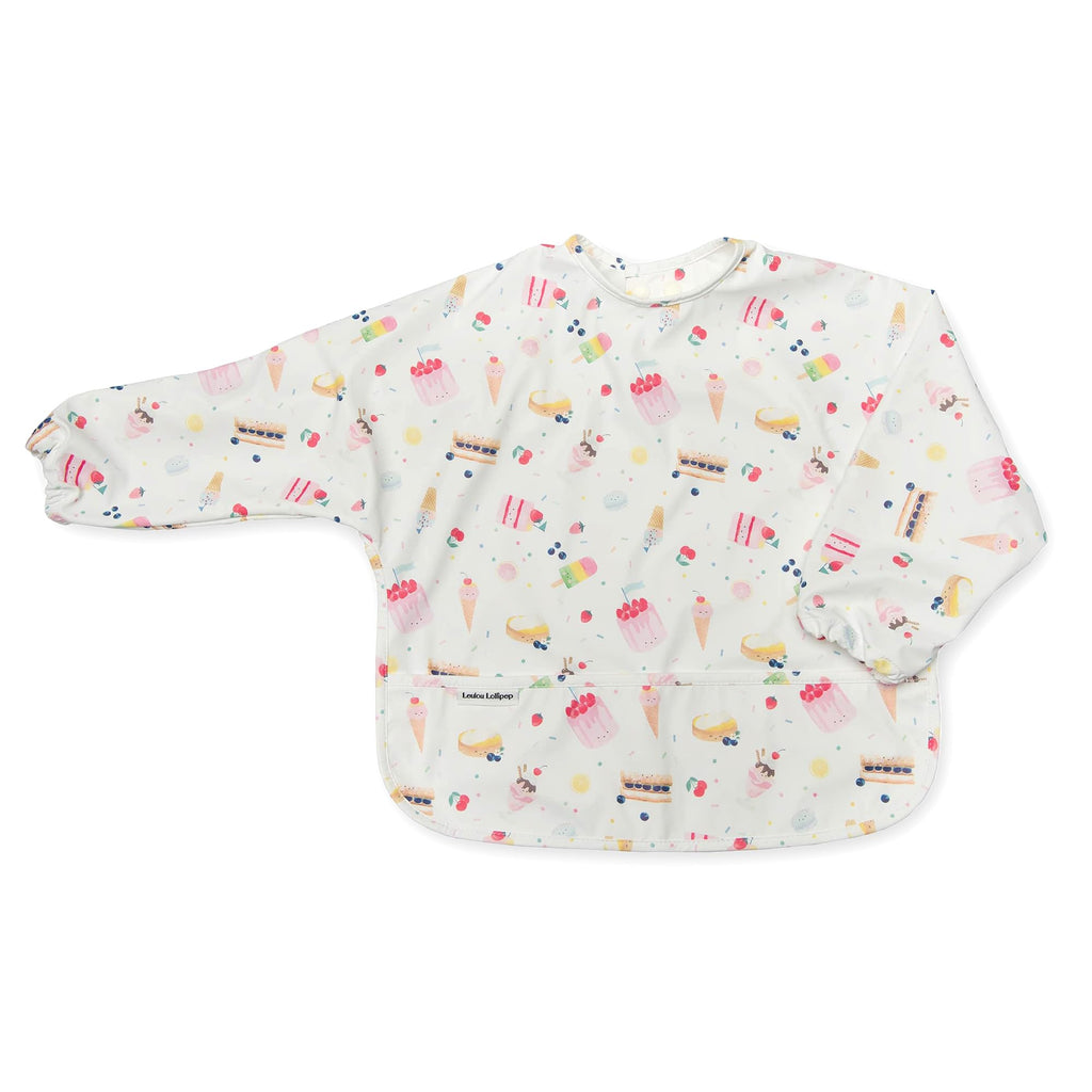 Loulou Lollipop Long Sleeve Bib for Babies & Toddlers – Waterproof, Wipeable, Easy to Clean, Spill Proof Full Sleeve Feeding Bib with Adjustable Fit, 6-36 Months Old - Sweet Treats