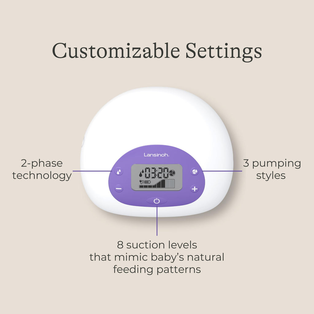 Lansinoh Signature Pro Portable Double Electric Breast Pump with LCD Screen | 3 Power Modes, 25mm Flanges, 2 Bottles, 1 Slow Flow Nipple, & Carry Bag