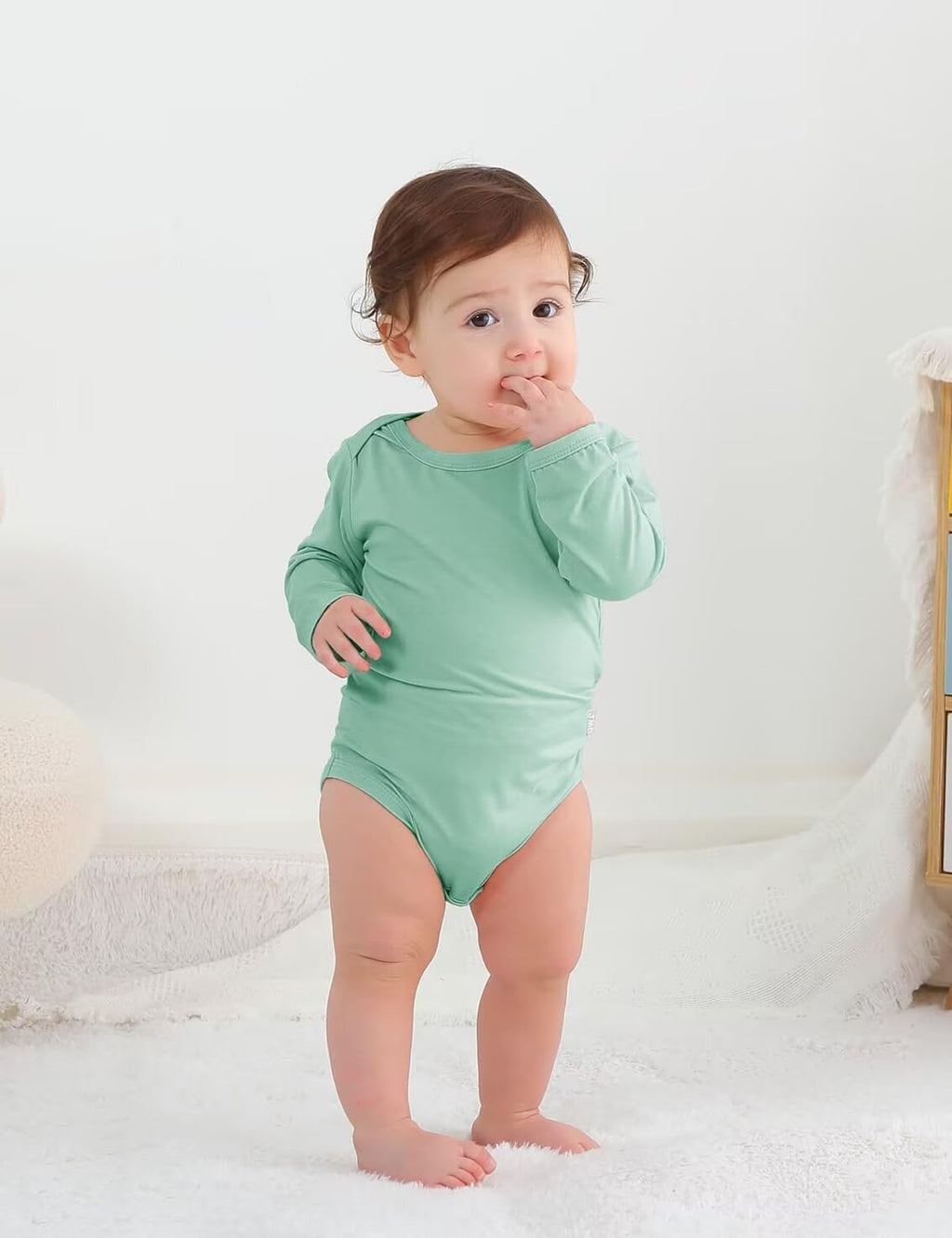 Jimonda Baby Rompers | Soft Summer Long-Sleeve Bodysuit for Newborns 0-24M | Breathable Infant Onesie with Snap Buttonsslate&sage