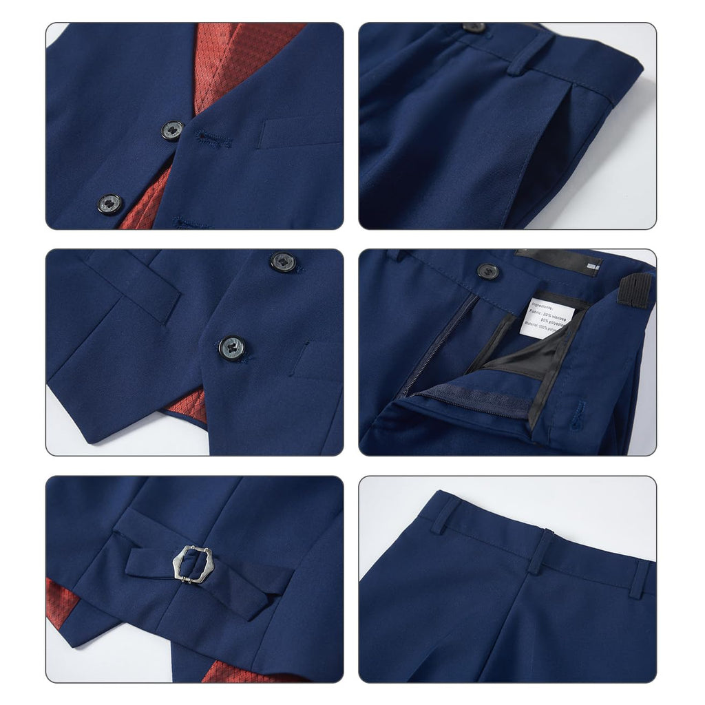 Lycody Boys Suit Vest Set Formal Dress Suits Wedding Outfit, Navy, Size 18