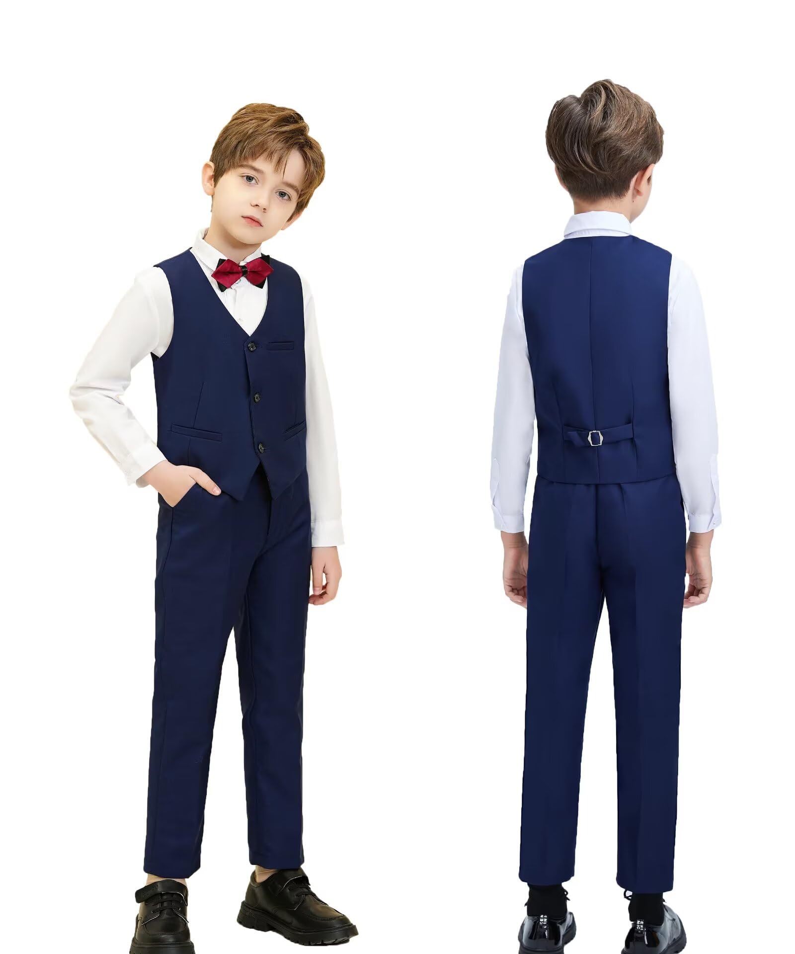 Boys Suit Slim 6 Piece Formal Kids Tux Suits Prom Boy Outfit Navy Blue 16