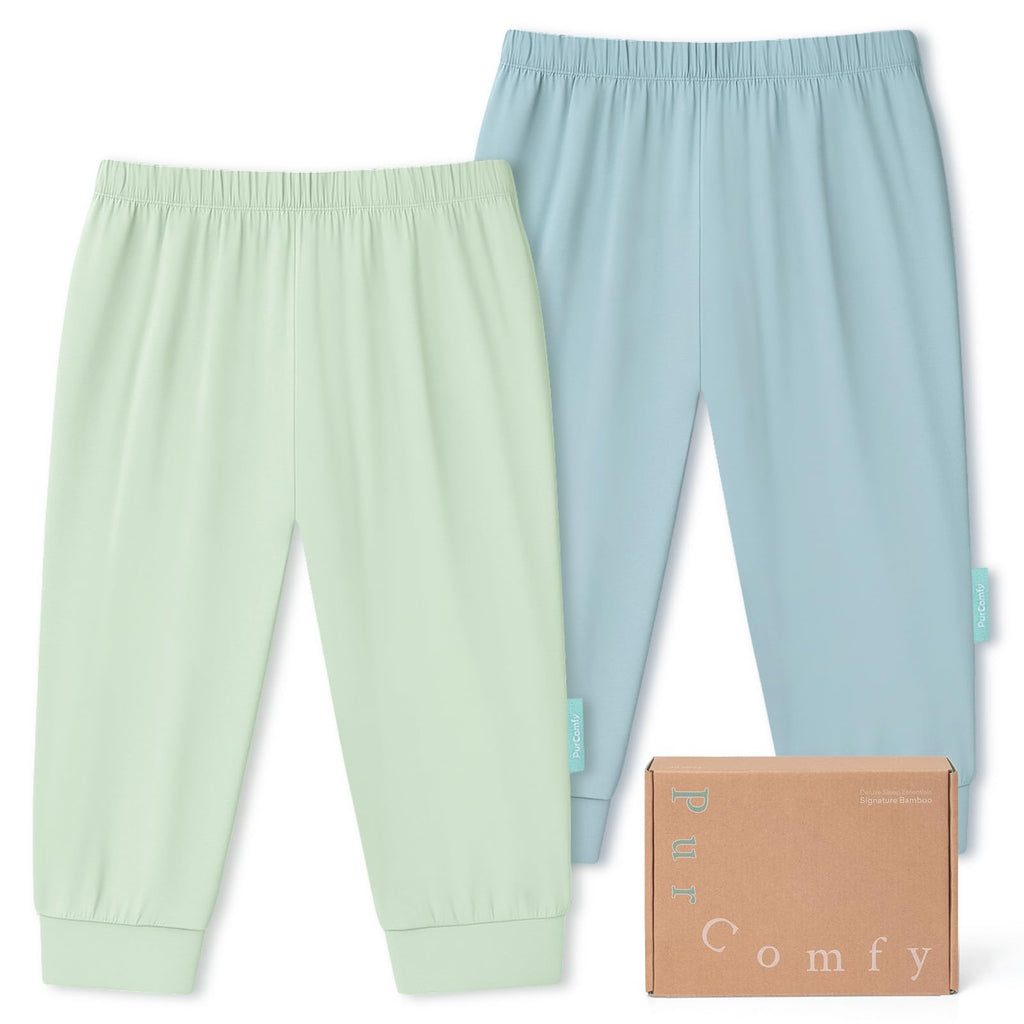 PurComfy Bamboo Viscose Baby Pants, Unisex 0-3 Months, 2-Pack
